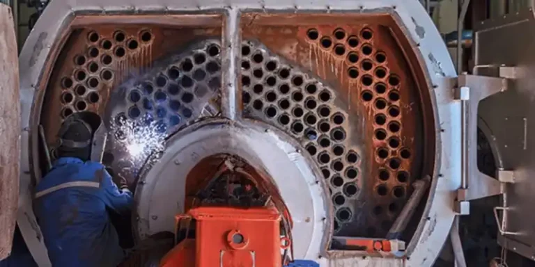 Boiler repair and retubing work for a 5-ton capacity unit conforming to ASME BPVC standards.
