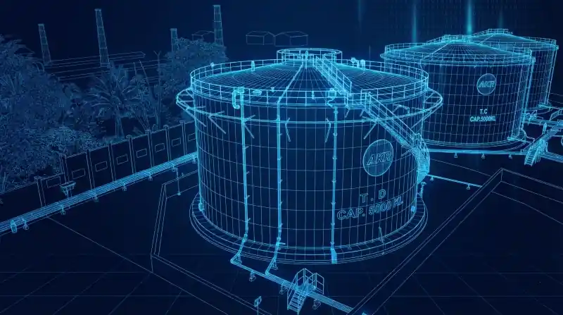 portofolio-epc-project-storage-tank-5000kl-akr-palaran-2 EPC project portfolio of a 5,000 KL capacity storage tank for PT AKR Corporindo Tbk in Palaran complying with API 650 standards, part of our storage tank project experience.